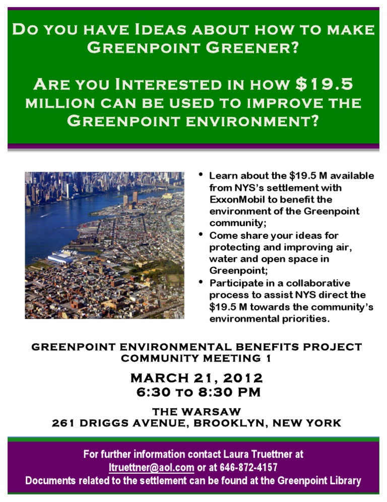 Greenpoint Environmental Meeting Details | PDF | Natural Environment ...