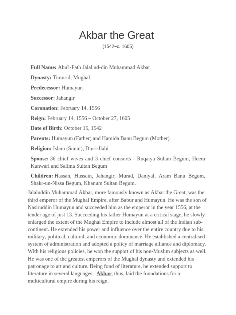 Emperor Akbar References | PDF