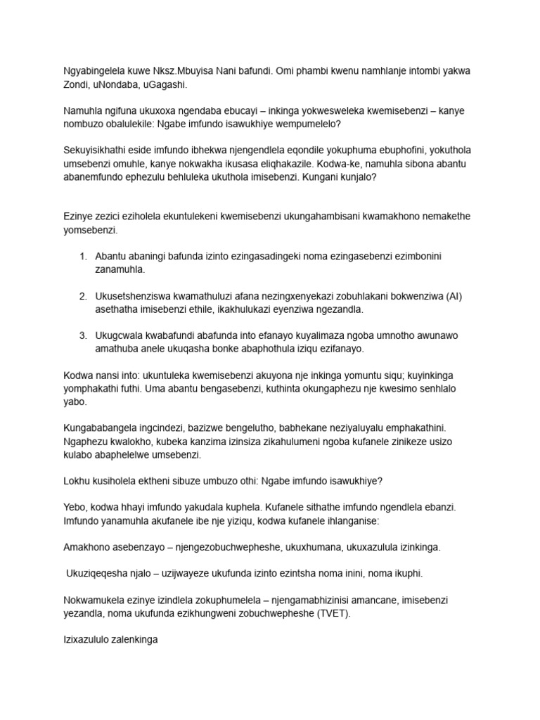 Inkinga Yemisebenzi | PDF