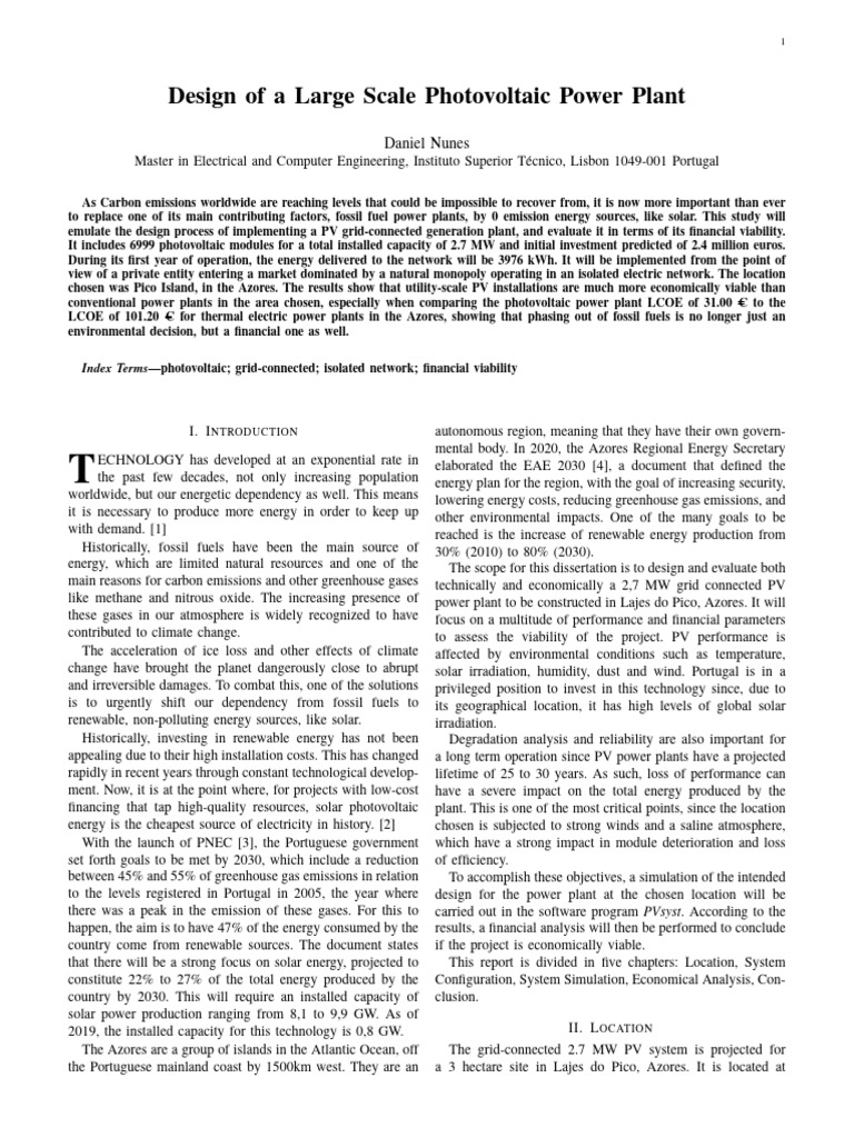 Design of a 2.7 MW PV Power Plant | PDF | Photovoltaics | Photovoltaic ...