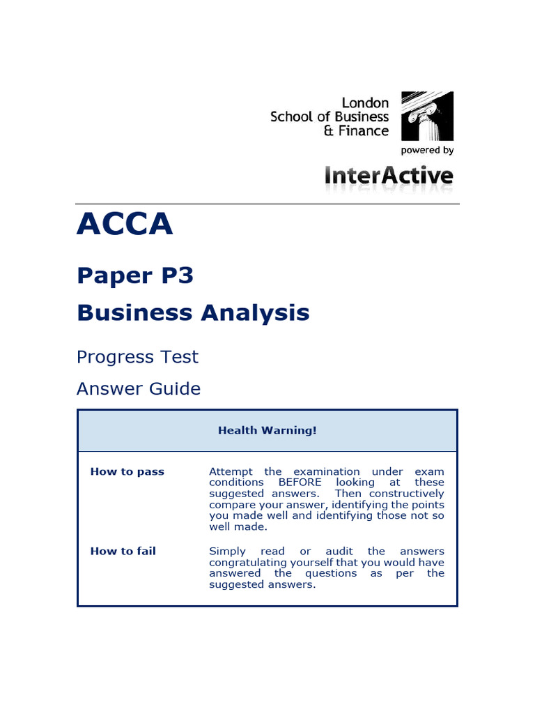 ACCA P3 Business Analysis Test Guide | PDF | Profit (Economics) | Gross ...