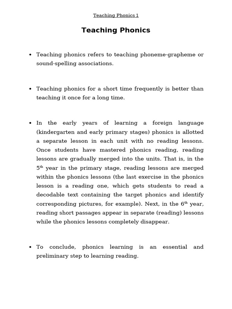 Teaching Phonics | PDF | Phonics | Learning Methods