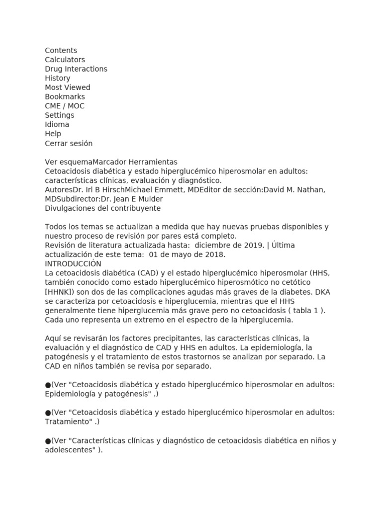 Cetoacidosis y HHS: Diagnóstico y Evaluación | PDF | Diabetes | Potasio