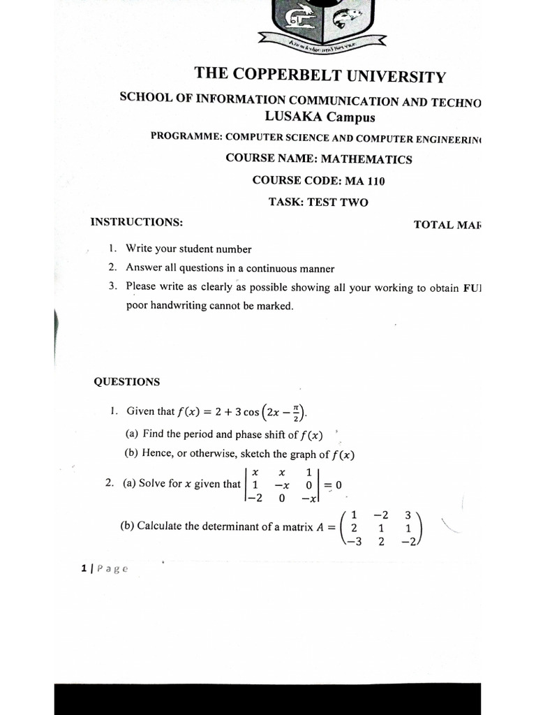 MA 110 Test 2 (2025) | PDF