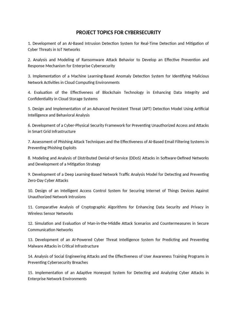 Cybersecurity Project Topics Pdf Security Computer Security