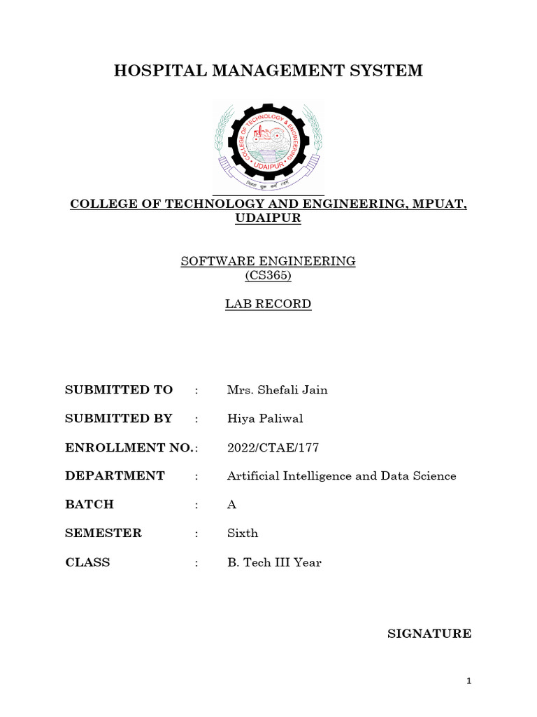 Hospital Management System Overview | PDF | Use Case | Computing