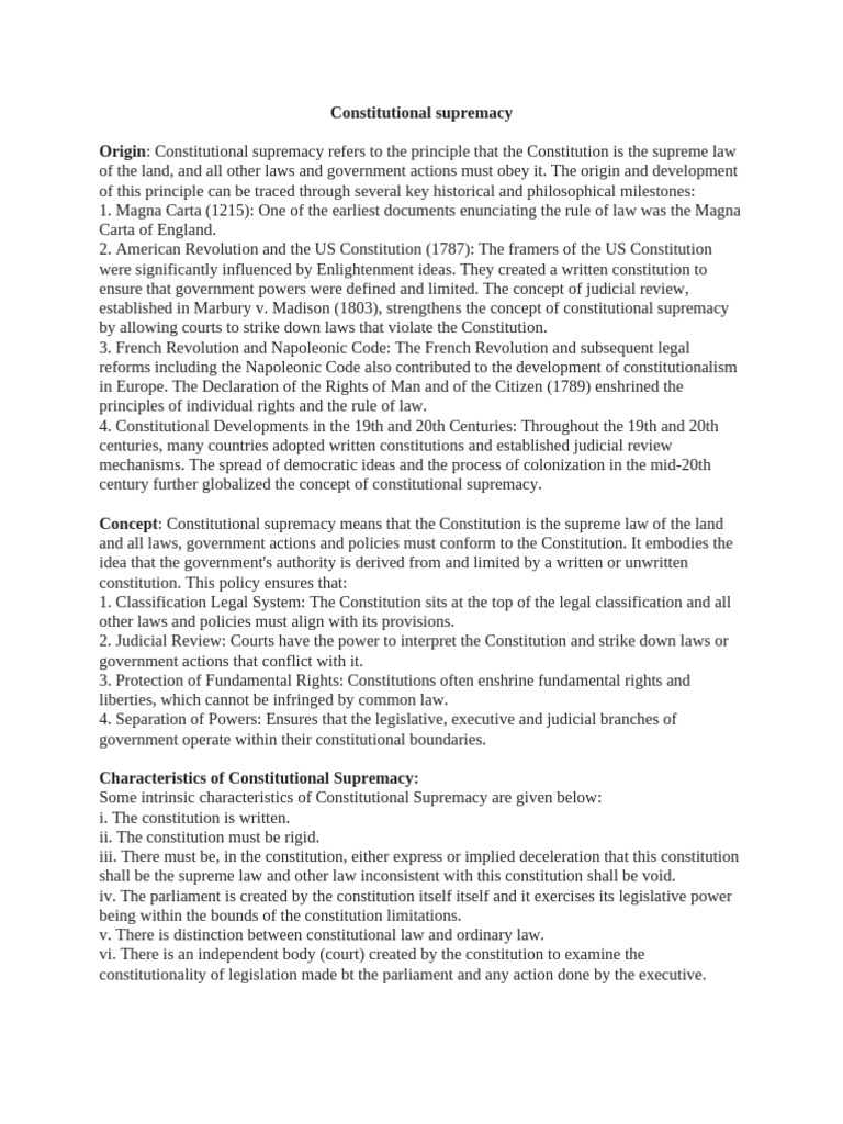 Constitutional Supremacy. | PDF | Constitution | Governance