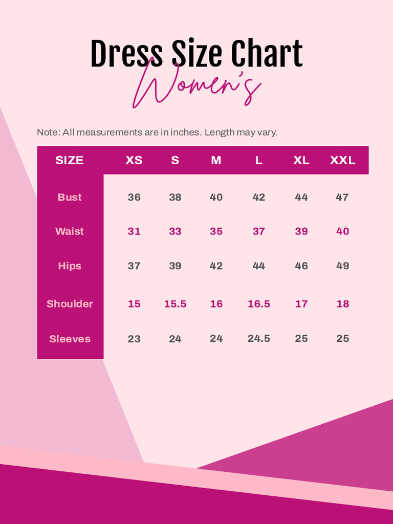 Women's Dress Size Chart Guide | PDF