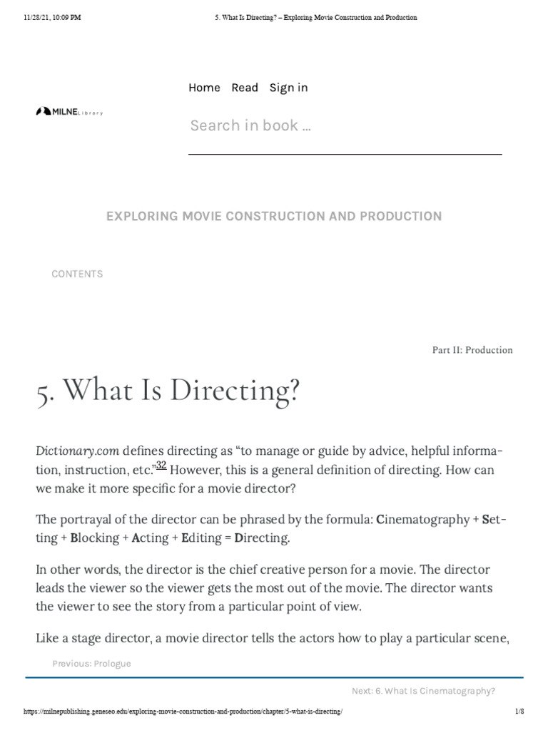 What Is Directing - Exploring Movie Construction and Production | PDF