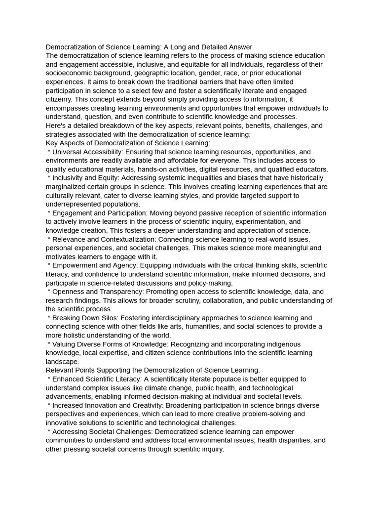 Democratizing Science Education Access | PDF | Science | Learning