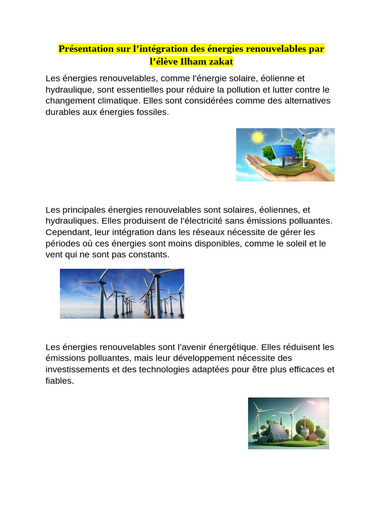 Intégration des énergies renouvelables | PDF