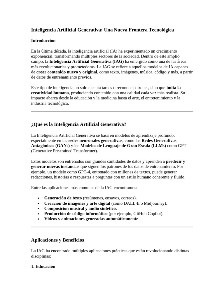 Impacto de la IA Generativa en Contenidos | PDF | Inteligencia ...
