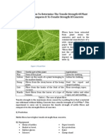 The Investigation To Determine The Tensile Strength of Plant Fibre and Compares It To Tensile Strength of Concrete