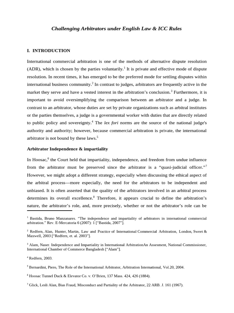 Challenging Arbitrators in Arbitration Law | PDF | Arbitration ...