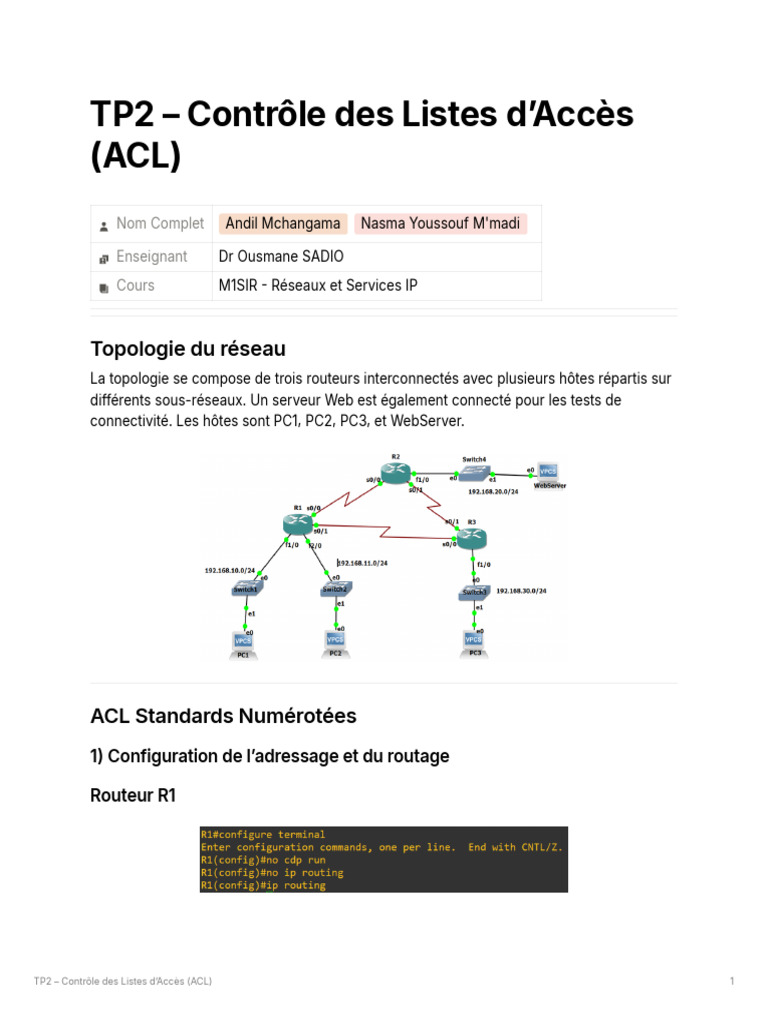 Contrôle des ACL dans un réseau IP | PDF | Protocole de transfer de ...