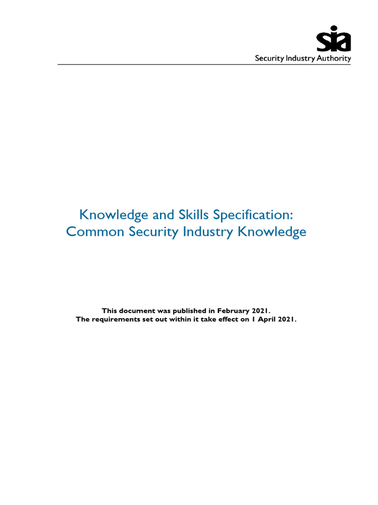 SIA Security Training Requirements Guide | PDF