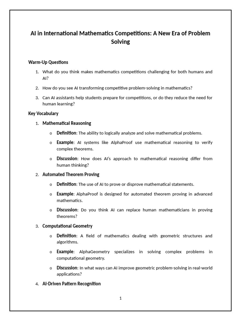 AI's Role in Math Competitions | PDF | Artificial Intelligence ...