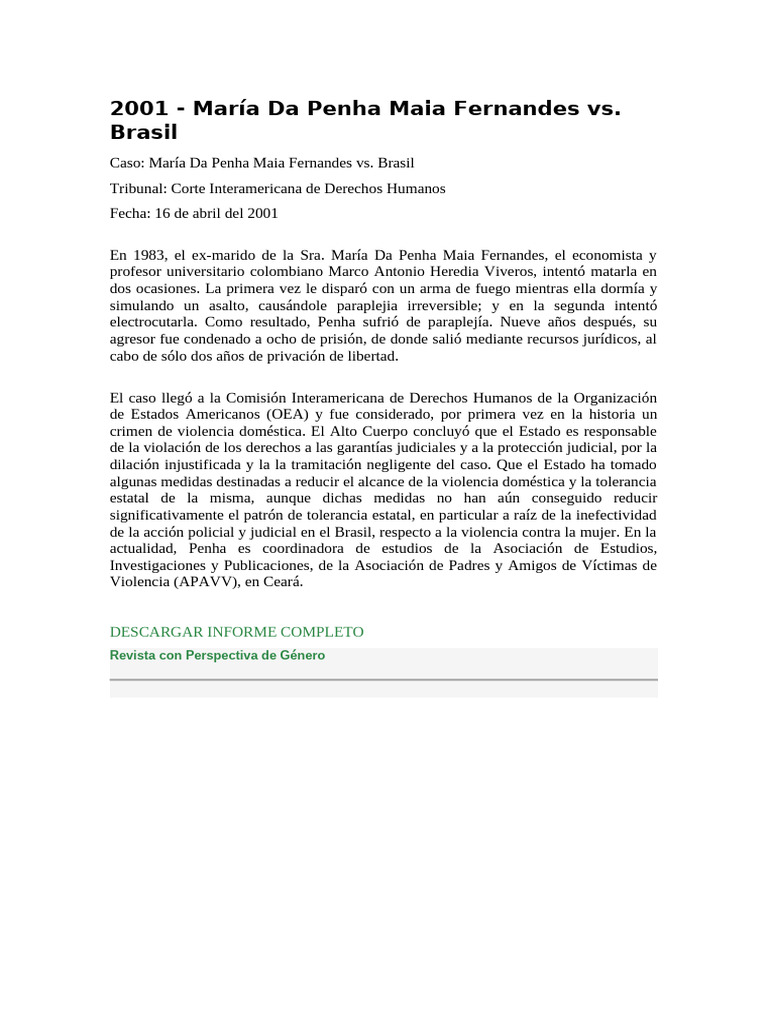 Caso María Da Penha: Violencia y Justicia | PDF | Agresión | Etica social