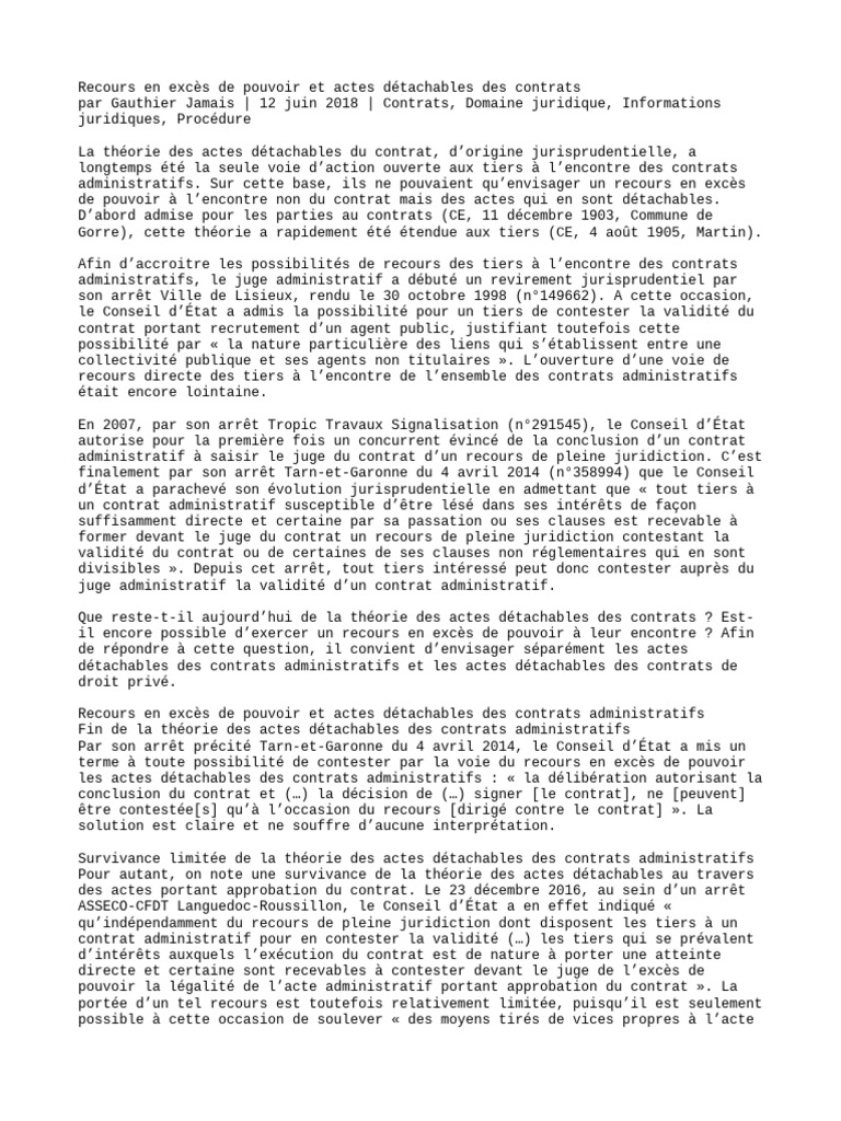 Recours en excès de pouvoir et contrats | PDF | Justice | Crime et violence