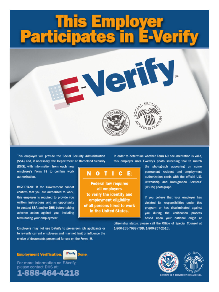 Participación en E-Verify del Empleador | PDF | Gobierno Federal de los ...