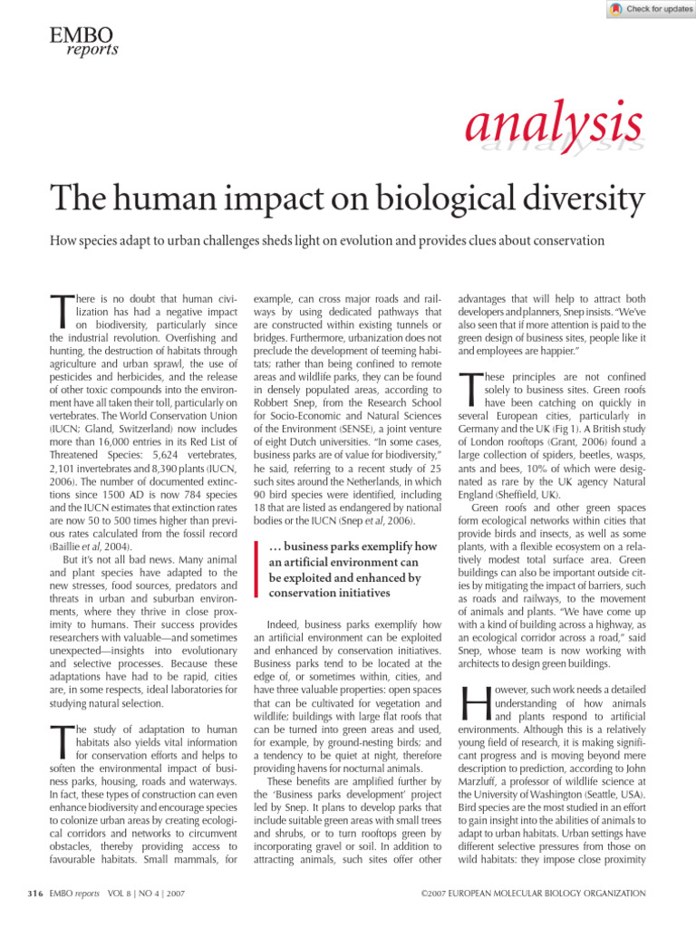 Hunter 2007 The Human Impact On Biological Diversity | PDF ...
