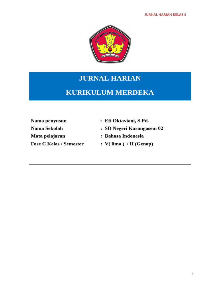 Jurnal Harian Kelas 5 Kurikulum Merdeka | PDF
