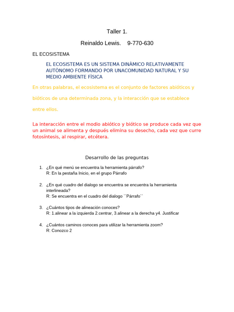 Ecosistema y Aprendizaje en Clase | PDF | Biología