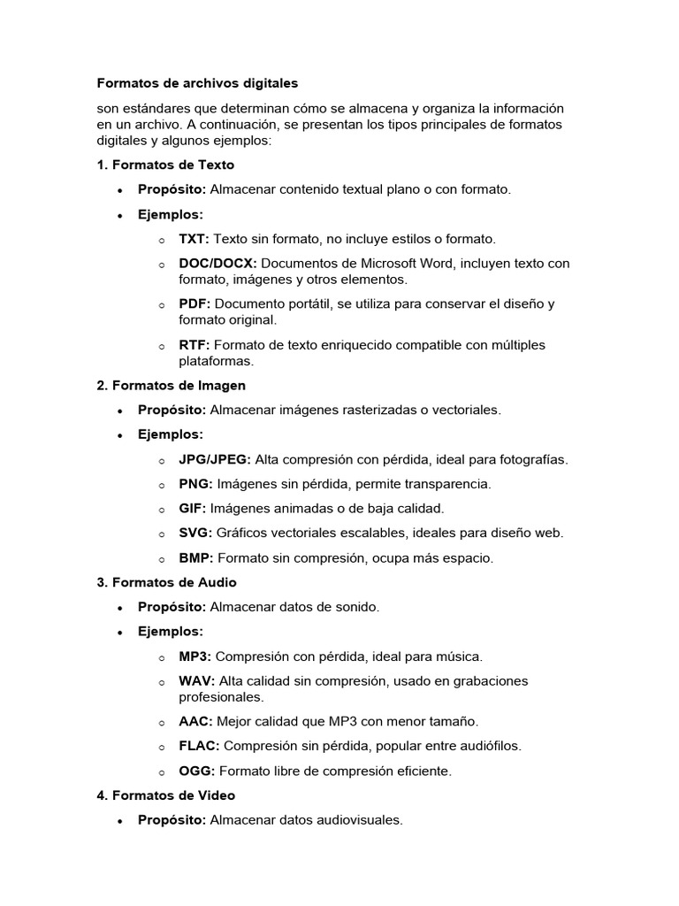 Tipos de formatos de archivos digitales | PDF | Formato de archivo ...