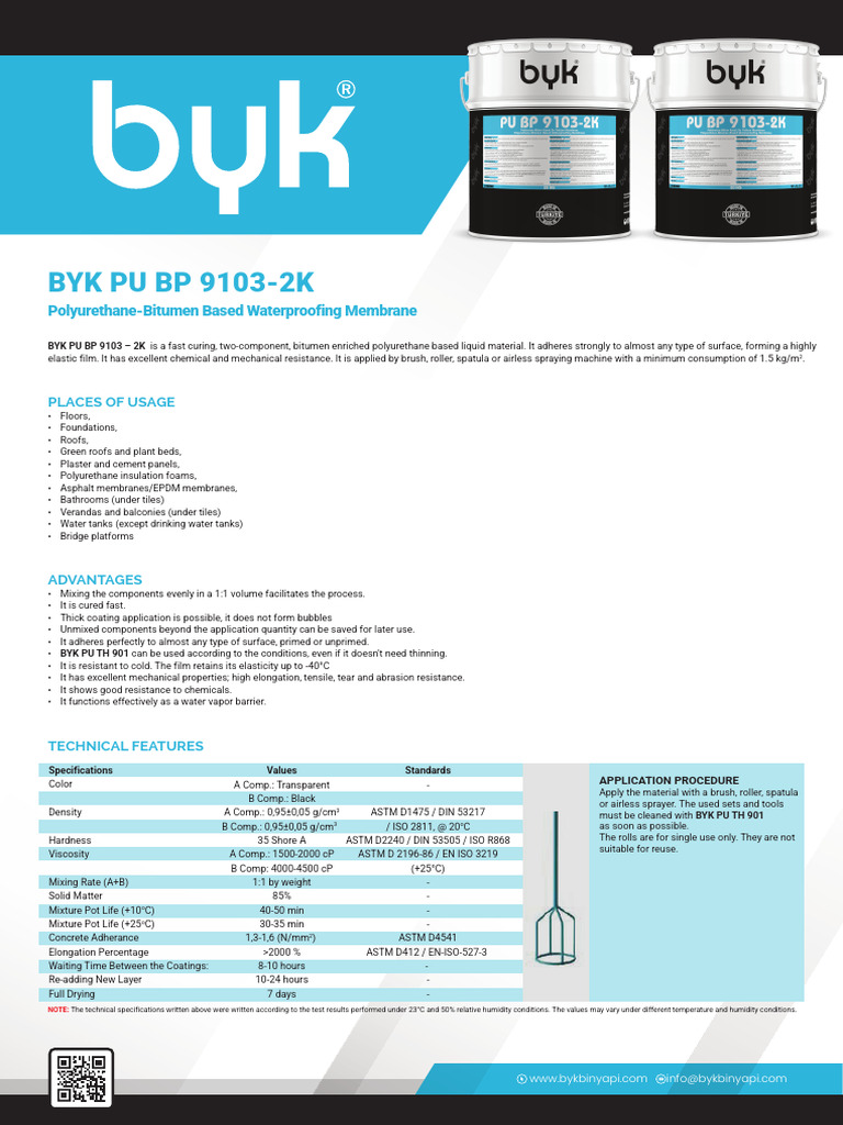 BYK PU BP 9103-2K Waterproofing Guide | PDF | Water | Materials