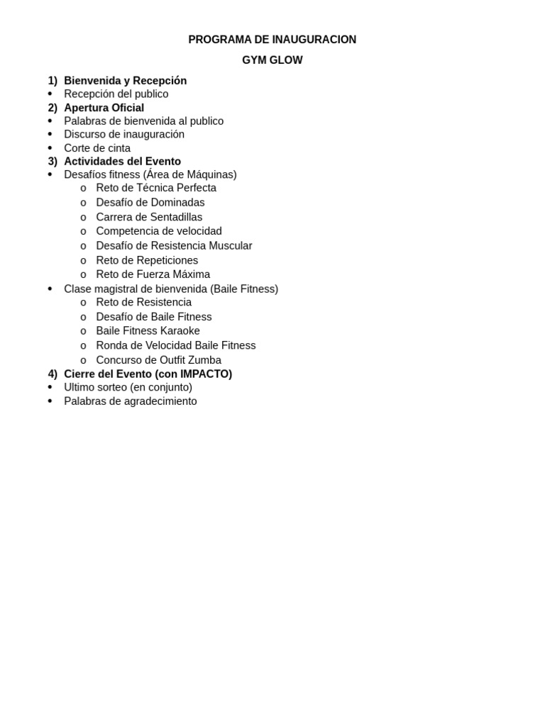 Programa de Inauguracion | PDF