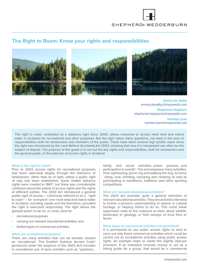 The Right To Roam Rights and Responsibilities Scotland | PDF | Common ...
