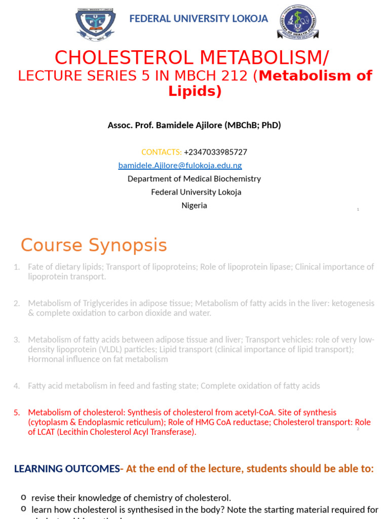 Cholesterol Metabolism Overview | PDF | Cholesterol | High Density ...