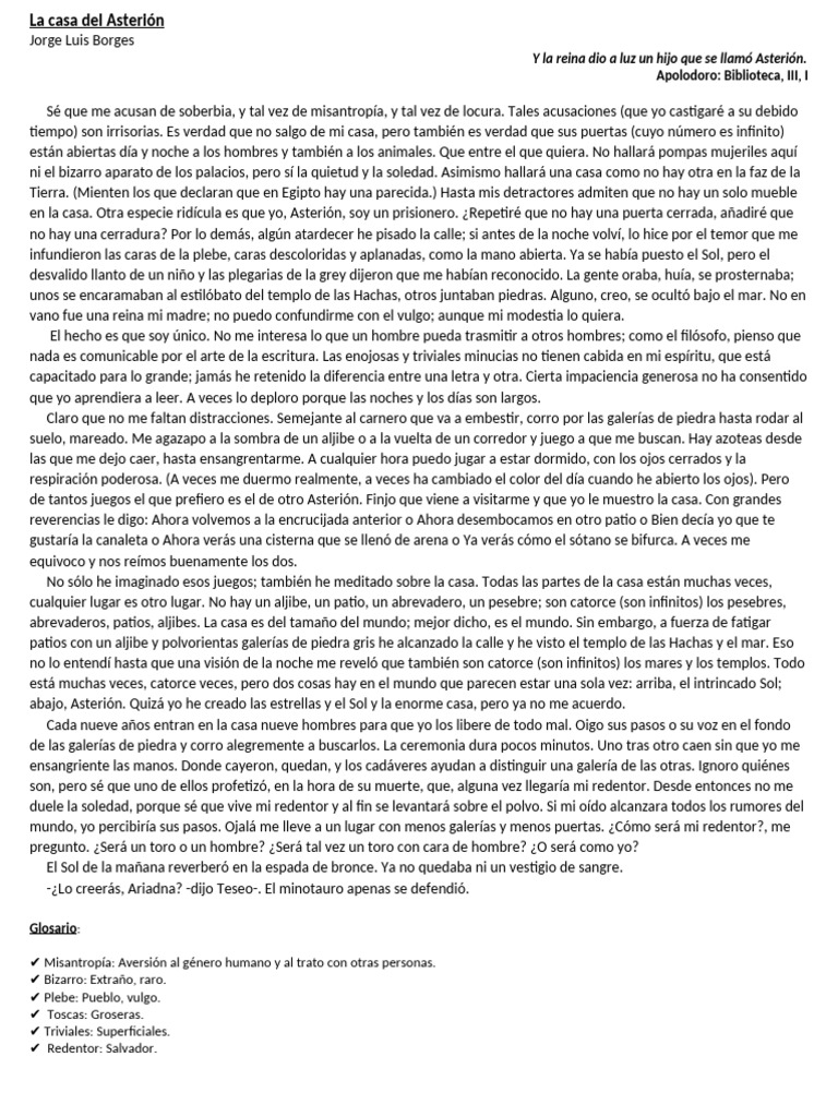 La soledad de Asterión en su casa | PDF | Minotauro | Argonautas