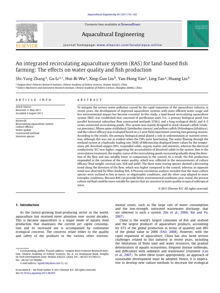 Integrated RAS for Sustainable Fish Farming | PDF | Aquaculture ...
