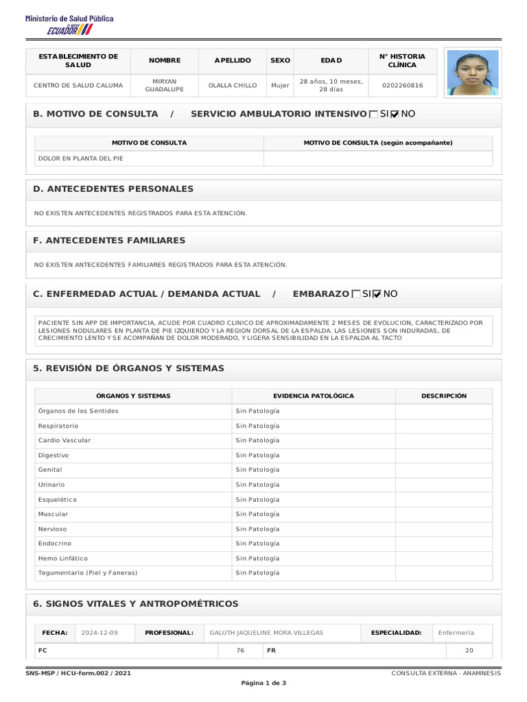 SNS MSP HCU Form 002 2021 | PDF | Cuidado de la salud | Biología