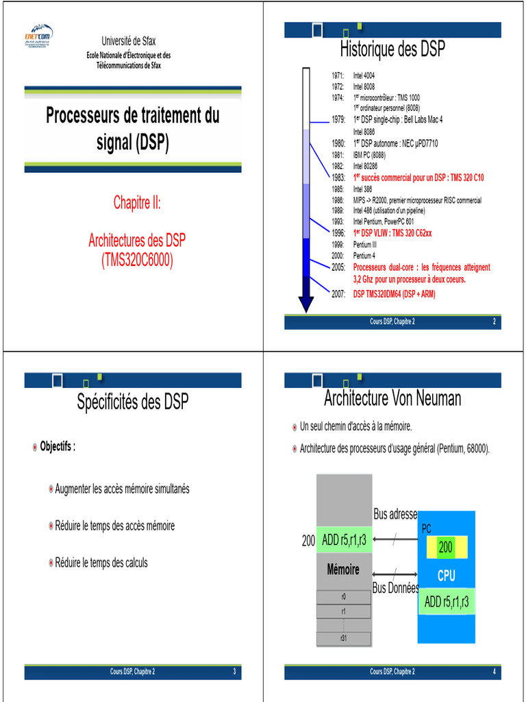 Architectures des DSP et Évolution | PDF | Processeur de signal ...