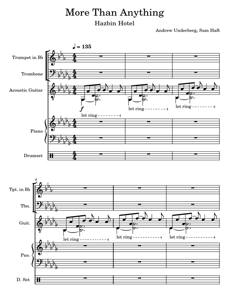 Hazbin Hotel More Than Anything PDF Musical Instruments