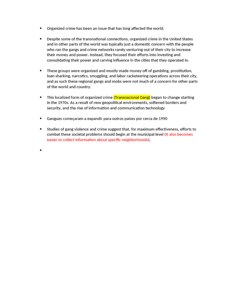 Evolution of Organized Crime Dynamics | PDF