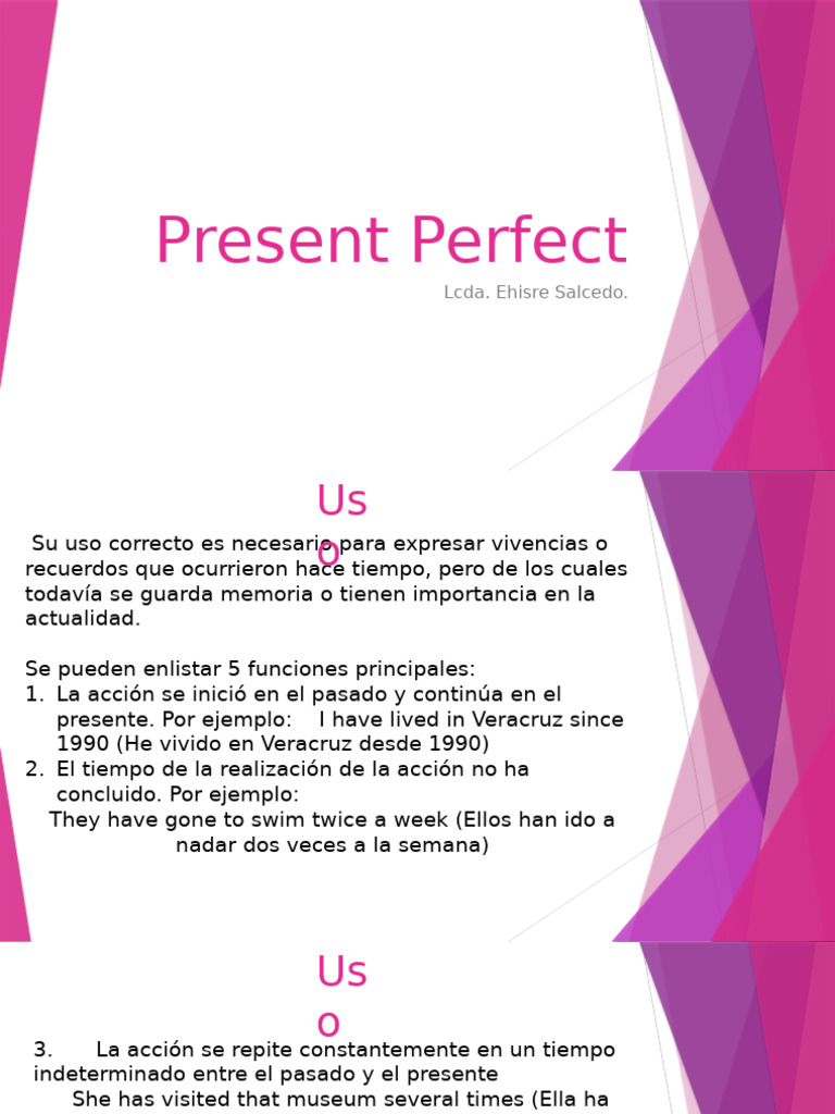 Present Perfect | PDF | Verbo | Mecánica del lenguaje