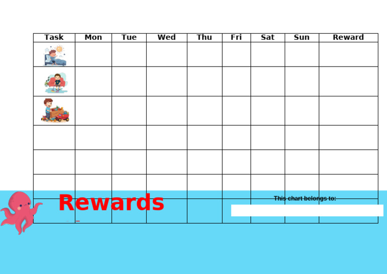 Rewards Chart: Task Mon Tue Wed Thu Fri Sat Sun Reward | PDF