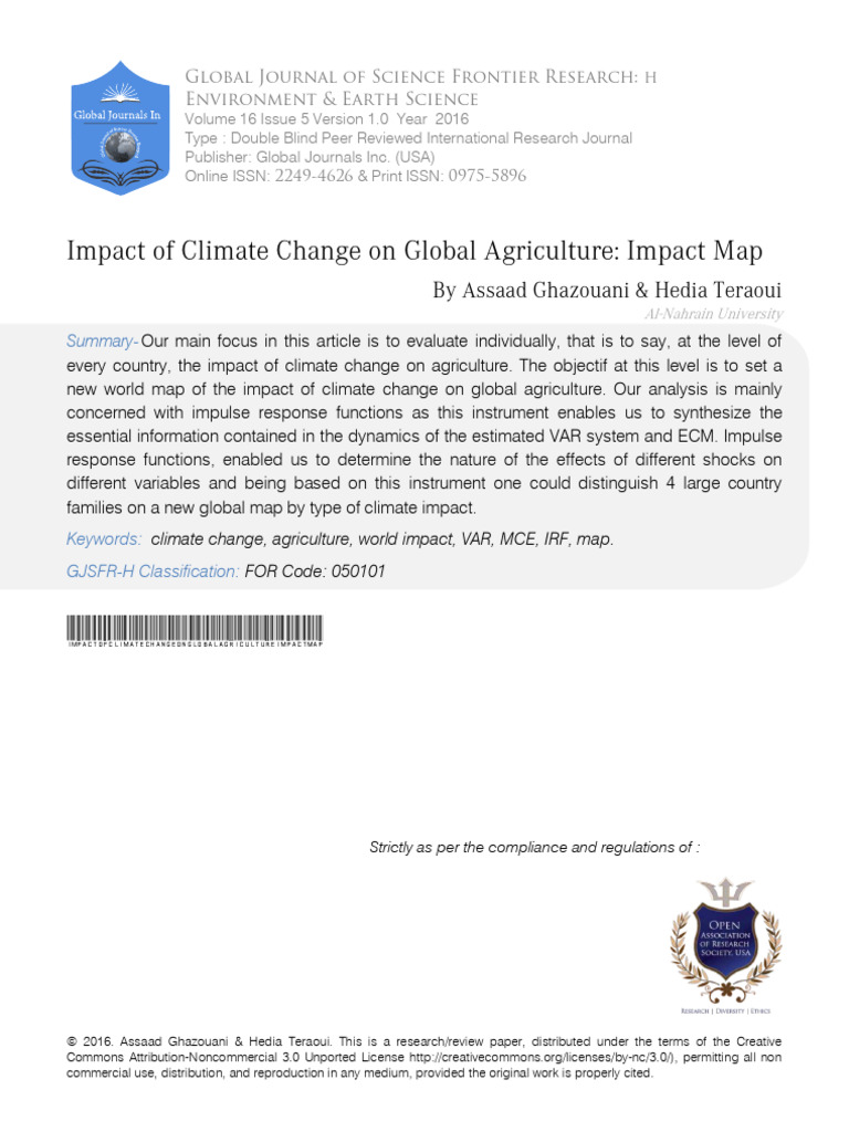 Impact of Climate Change On Global Agric-118547029 | PDF | Climate ...