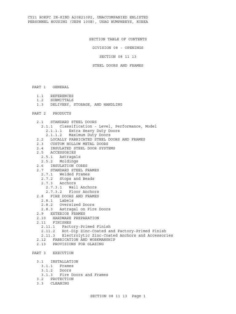 08 11 13 Steel Doors and Frames | PDF | Door | Screw