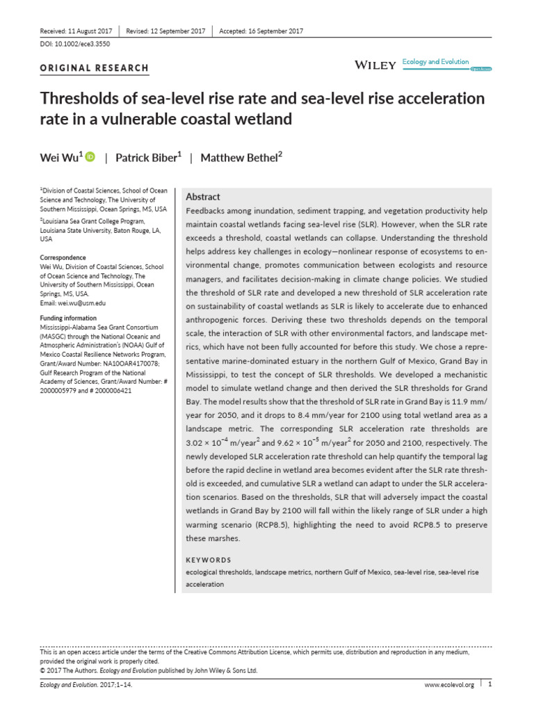 Thresholds of Sea-Level Rise Rate and Sea-Level Ri | PDF | Wetland ...