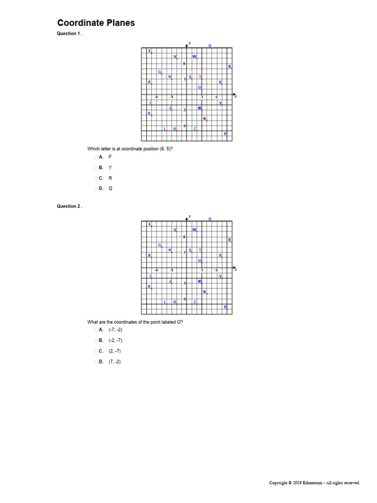 SI - 6.NS.C.6c - Coordinate Planes | PDF | All Rights Reserved