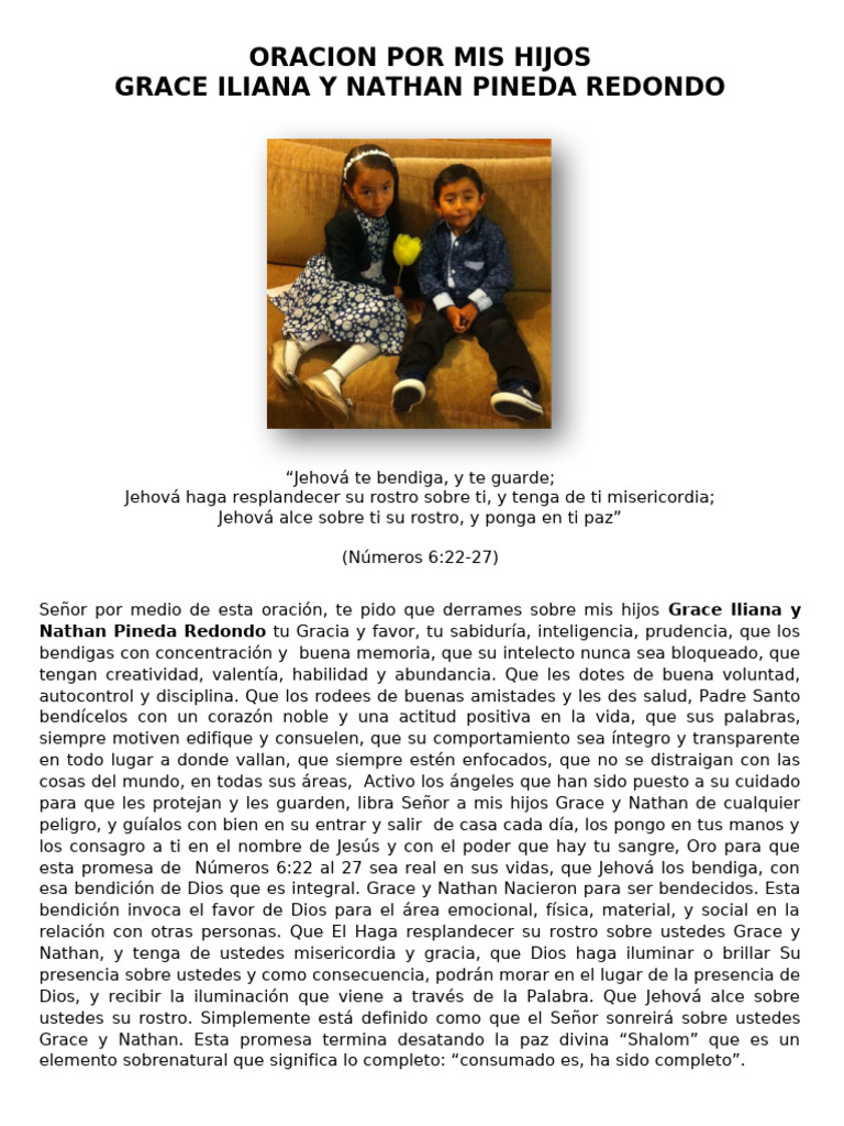 Oración de Bendición para Grace y Nathan | PDF | Amor | Oración