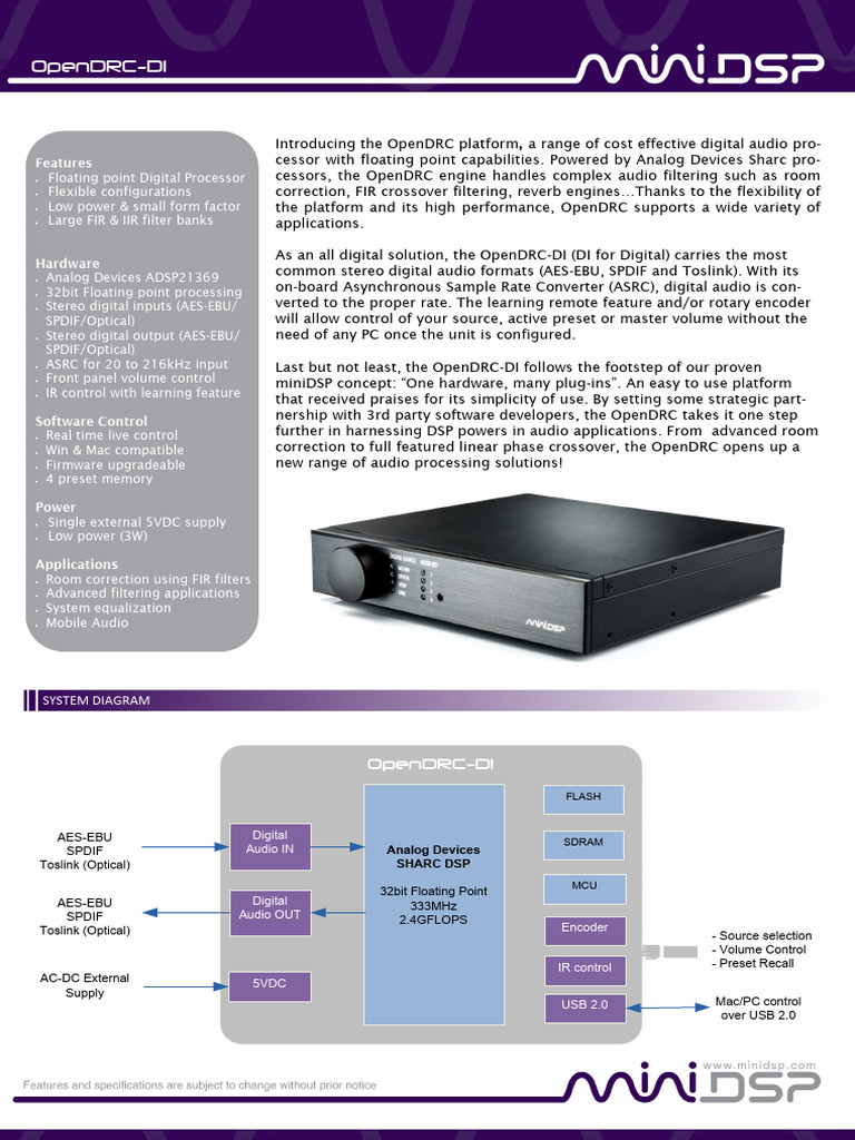 Product Brief-OpenDRC-DI | PDF | Digital Signal Processing | Digital Audio