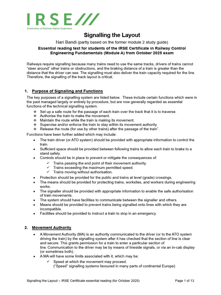 Signalling Essentials for IRSE Certificate | PDF | Train ...