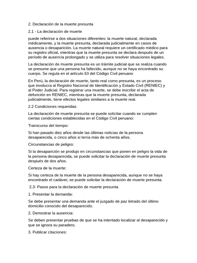 Declaracion de Muerte Presunta Actualizado | PDF | Demanda judicial