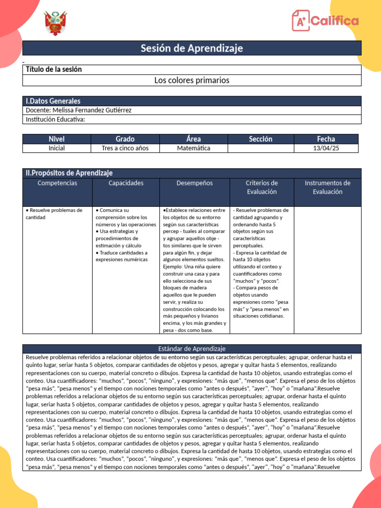 Actividades con Colores Primarios | PDF | Color | Aprendizaje