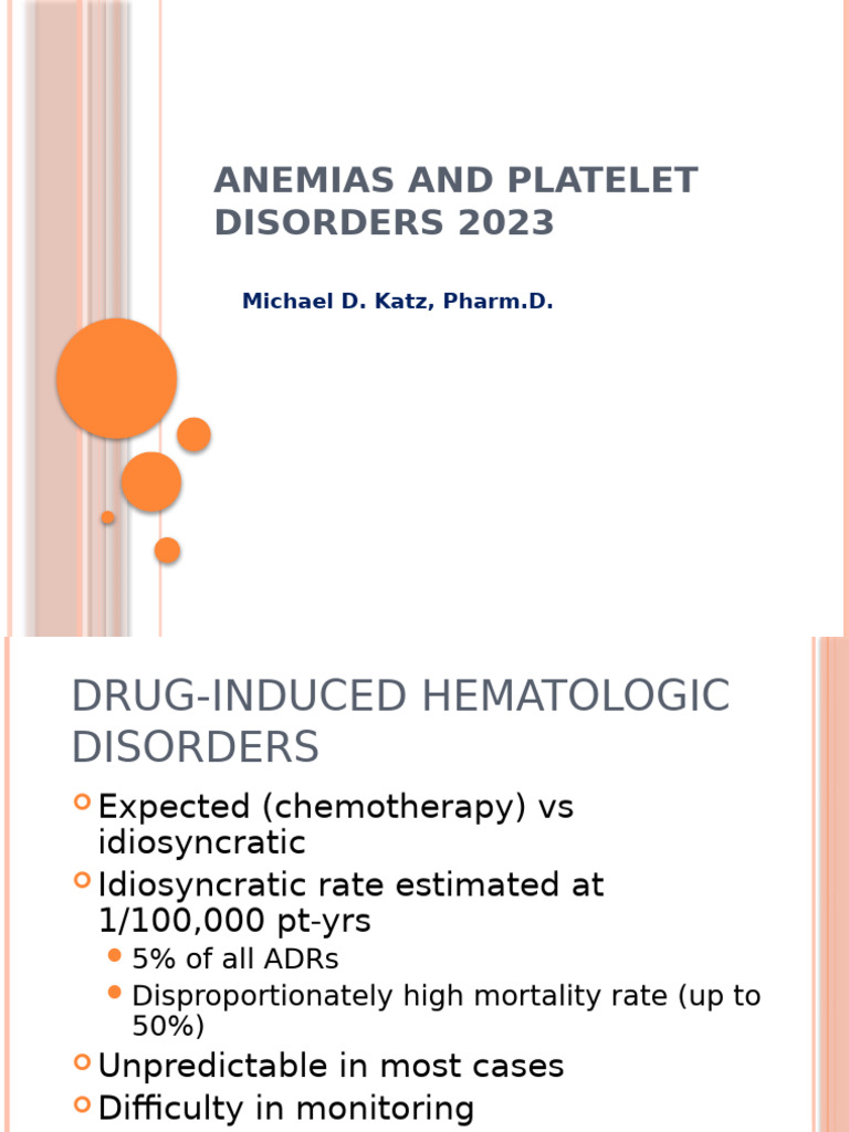 Hematology PHPR 860c 2023 Preclass 3 Drug Ind Plate | PDF | Medicine ...